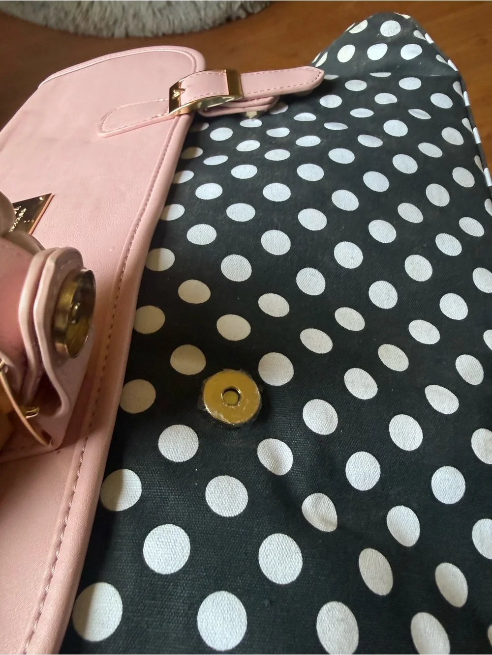 Polka Dot Pink Flap Laptop Bag with Shoulder Strap - Unknown Brand